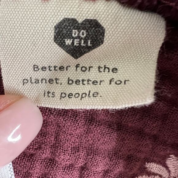 MADEWELL Mulberry Top Floral Crinkled Crew Neck Open Back Drop Shoulder M Medium - Picture 9 of 9